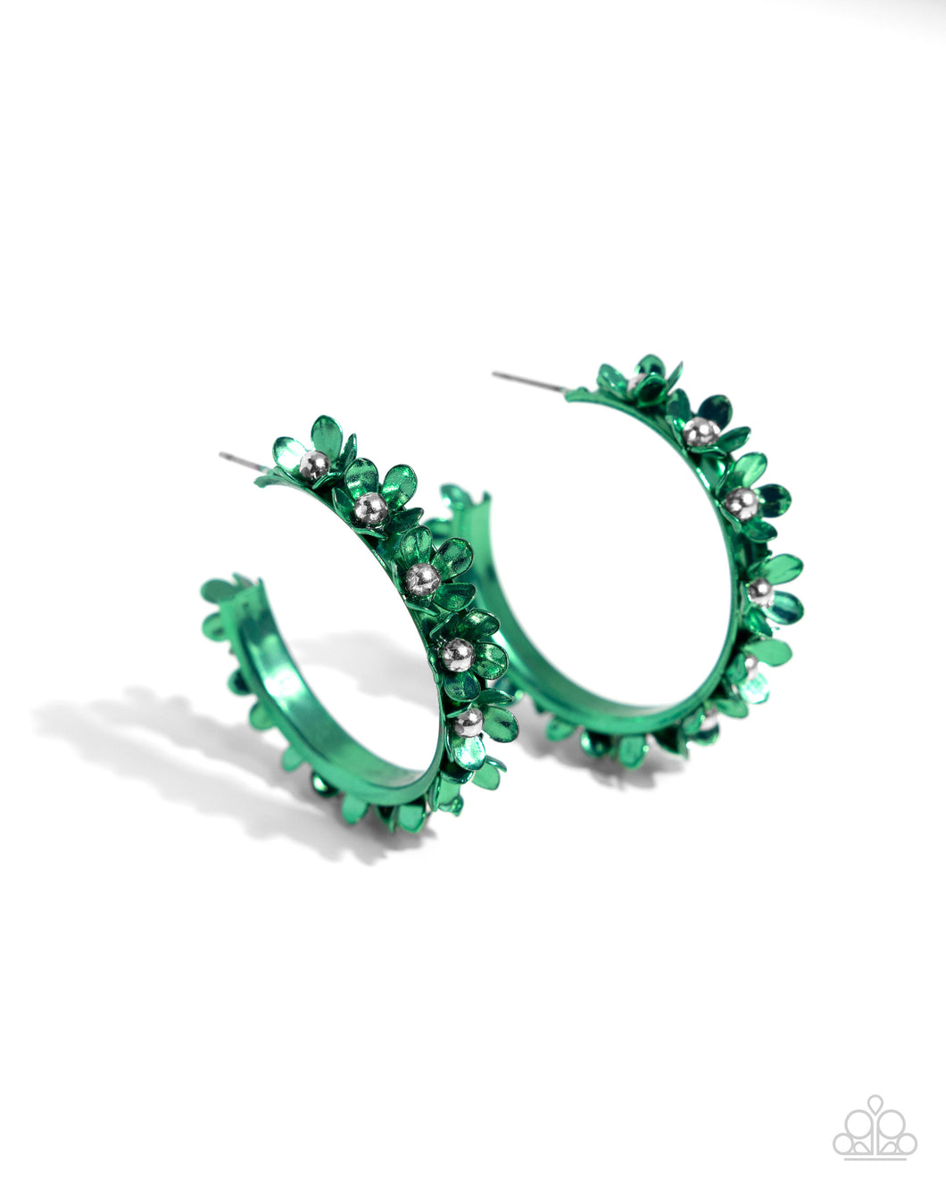 Fashionable Flower Crown - Green Earrings