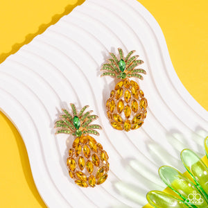 Pineapple Pizzazz - Yellow Earrings