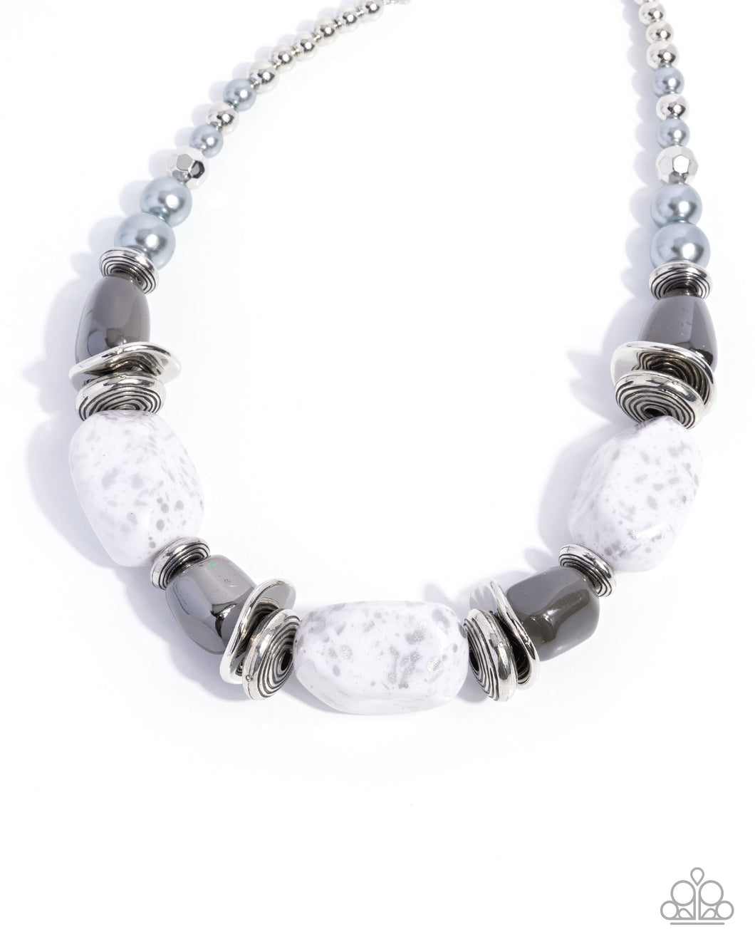 In Good Glazes - Silver & Black Blockbuster Necklace