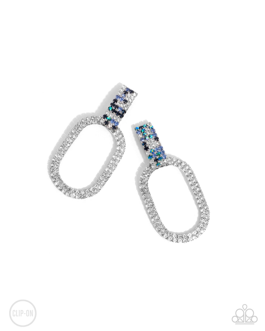 Guarded Glitz - Blue ClipOn Earrings