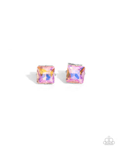 Squared Soprano - Orange/Pink Iridescent Earrings