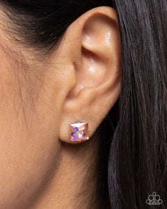 Squared Soprano - Orange/Pink Iridescent Earrings