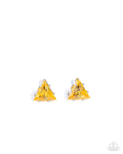 Triangular Twinkle - Yellow Stud Earrings