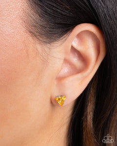 Triangular Twinkle - Yellow Stud Earrings