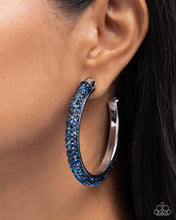 Load image into Gallery viewer, Chiseled Crescendo - Blue Hoop Earrings
