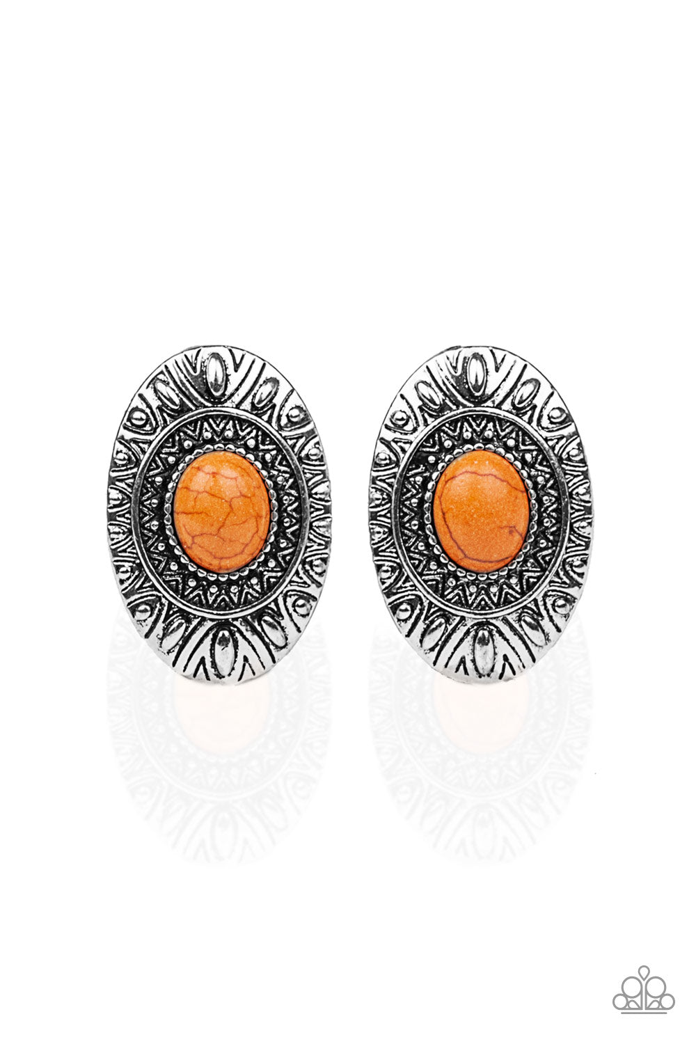 Stone Tiki - Orange Earrings