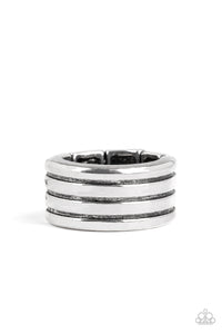 Zip Line - Silver Mens Collection Ring