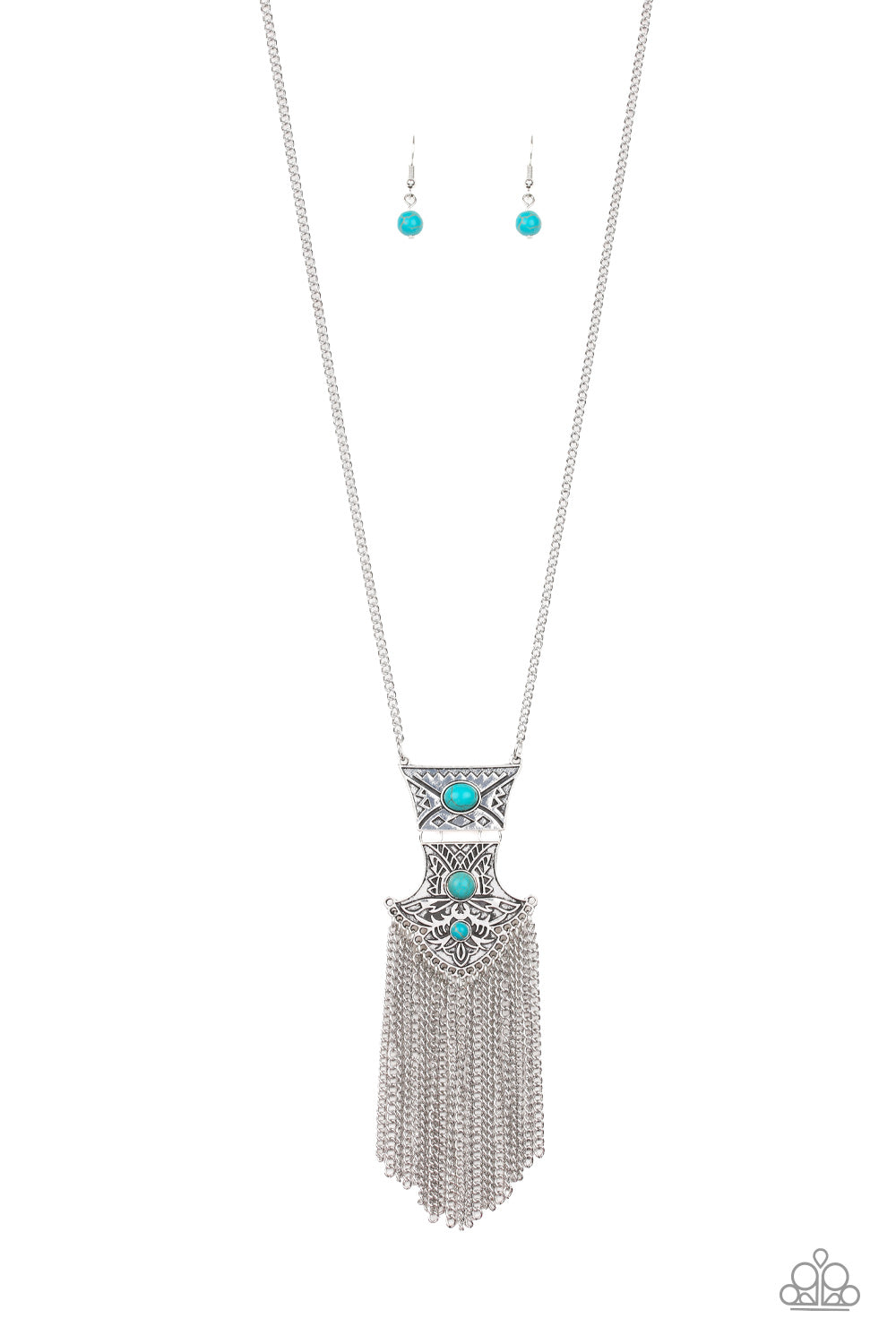 Totem Tassel - Blue Necklace