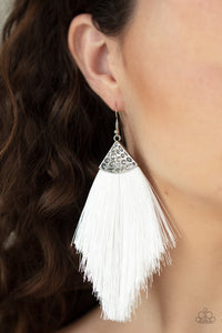 Tassel Tempo - White Earrings