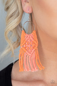 Macrame Rainbow - Orange Earrings
