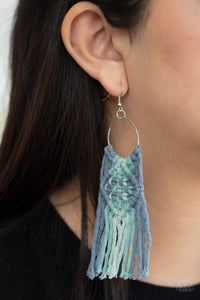 Macrame Rainbow - Blue Earrings