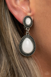 Carefree Clairvoyance - White Clip On Earrings