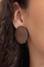 Load image into Gallery viewer, WOODWORK It - Brown ClipOn Earrings
