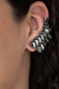 Explosive Elegance - Silver Ear Crawler Earrings