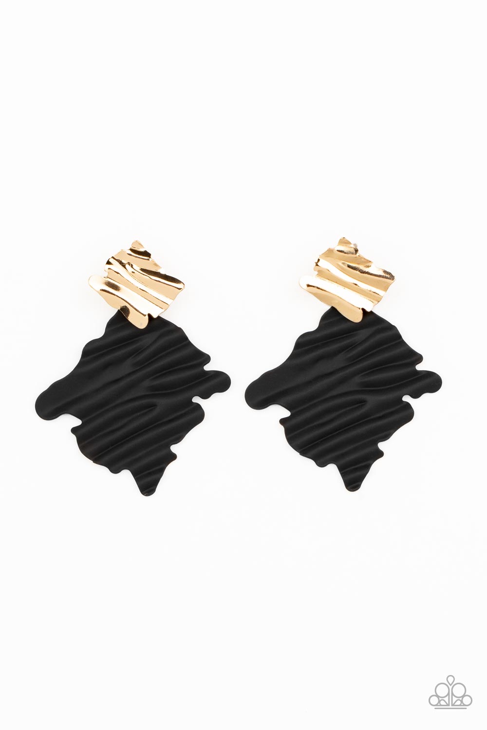 Crimped Couture - Gold & Black Earrings