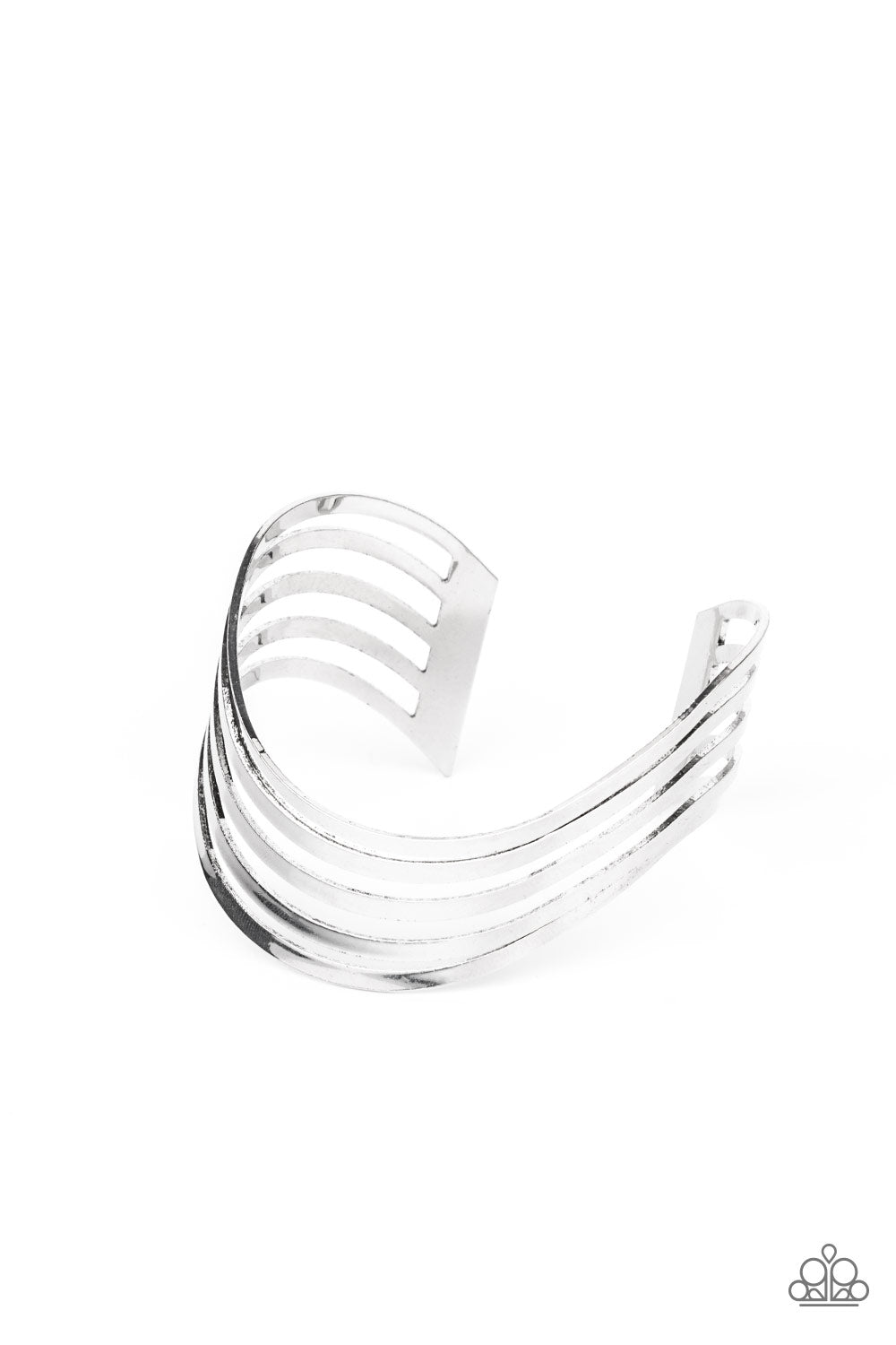 Tantalizingly Tiered - Silver Cuff Bracelet