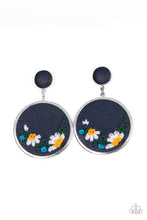Load image into Gallery viewer, Embroidered Gardens - Blue Earrings
