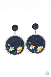 Embroidered Gardens - Blue Earrings