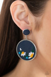 Embroidered Gardens - Blue Earrings
