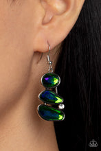 Load image into Gallery viewer, Gem Galaxy - Green Oil Spill Earrings
