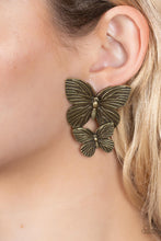Load image into Gallery viewer, Blushing Butterflies - Brass Post Earrings
