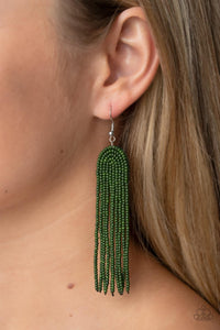 Right as RAINBOW - Green Bead Earrings