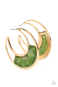 Contemporary Curves - Green & Gold Earrings