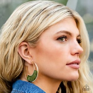 Contemporary Curves - Green & Gold Earrings