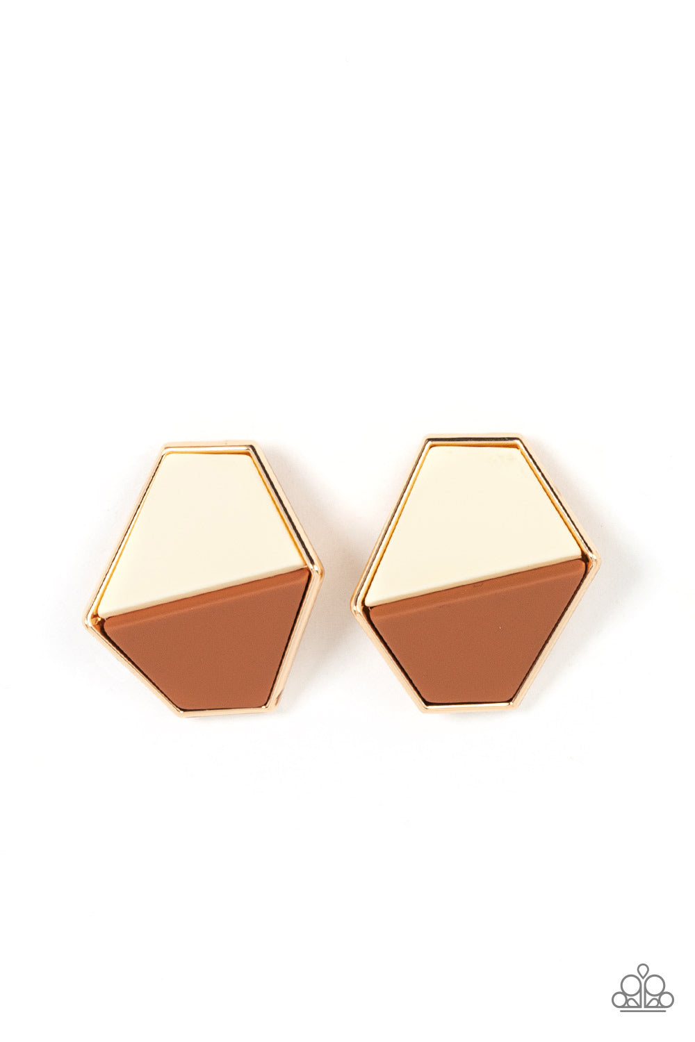 Generically Geometric - Brown Stud Earrings