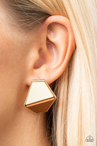 Generically Geometric - Brown Stud Earrings