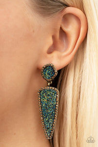 Druzy Desire - Brass Multicolor Earrings