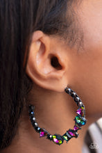 Load image into Gallery viewer, New Age Nostalgia - Multicolor Oil Spill Hoop Earrings
