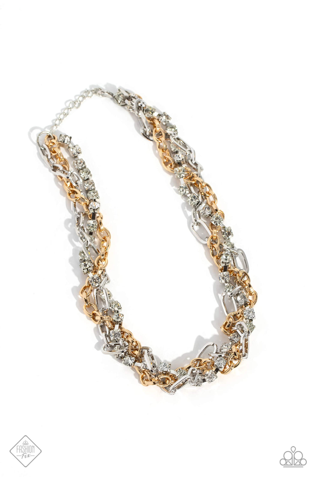 Totally Two-Toned - Multicolor Gold & Silver Necklace