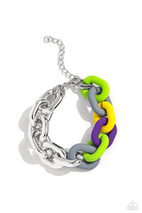 Candid Contrast - Silver Multicolor Bracelet