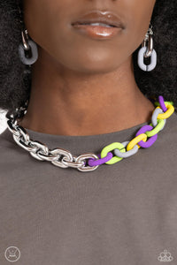 Contrasting Couture - Silver Multicolor Necklace