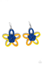 Load image into Gallery viewer, Spin a Yarn - Orange, Yellow &amp; Blue Earrings
