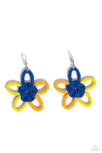 Spin a Yarn - Orange, Yellow & Blue Earrings