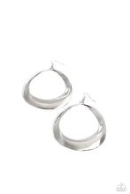 Load image into Gallery viewer, Asymmetrical Action - Silver Hoop Earrings
