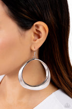 Load image into Gallery viewer, Asymmetrical Action - Silver Hoop Earrings
